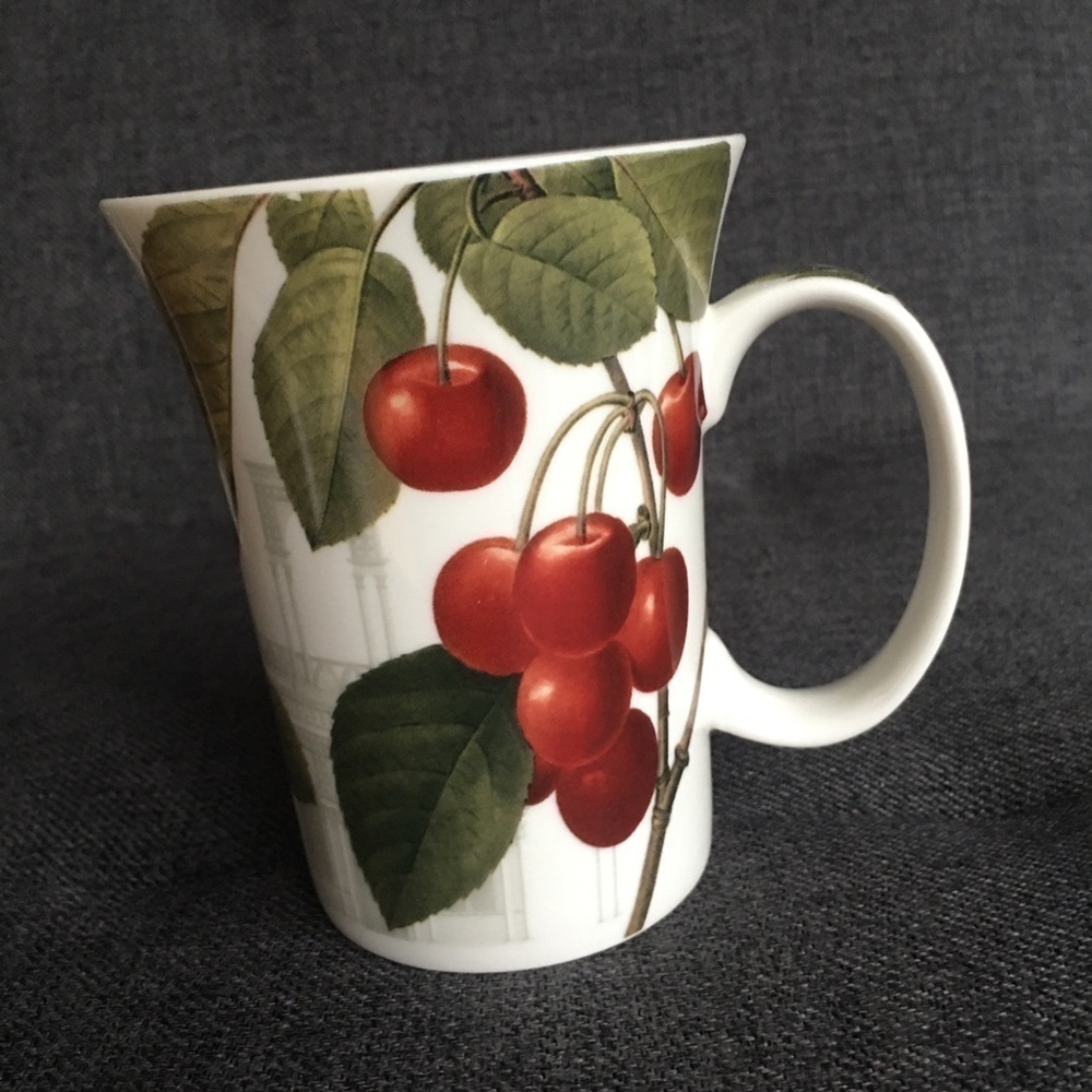 Cherries Coffee Mug, Red, Green, White, 10 oz